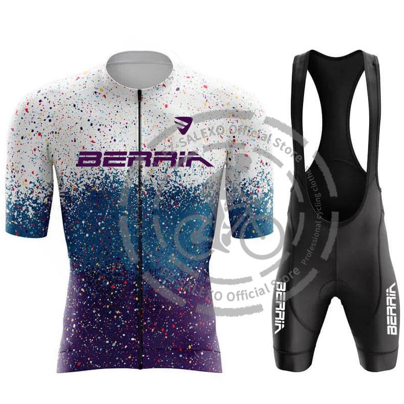BERRIA Cycling Jersey Set 2024 Summer Men Star Point Cycling Clothing Short Bike Jersey Breathable Racing Sport Bicycle Jersey