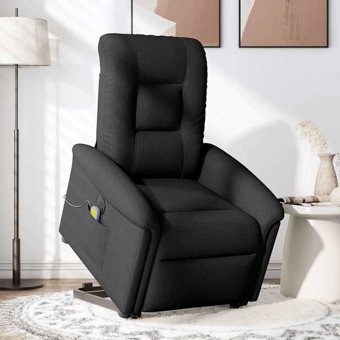 VidaXL Fauteuil inclinable de massage électrique Noir Tissu, fauteuil de massage électrique, fauteuil de massage, chaise 3303286