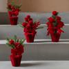 Artificial Pine Branches and Berries Red Christmas Ball Potted Plant  Desktop