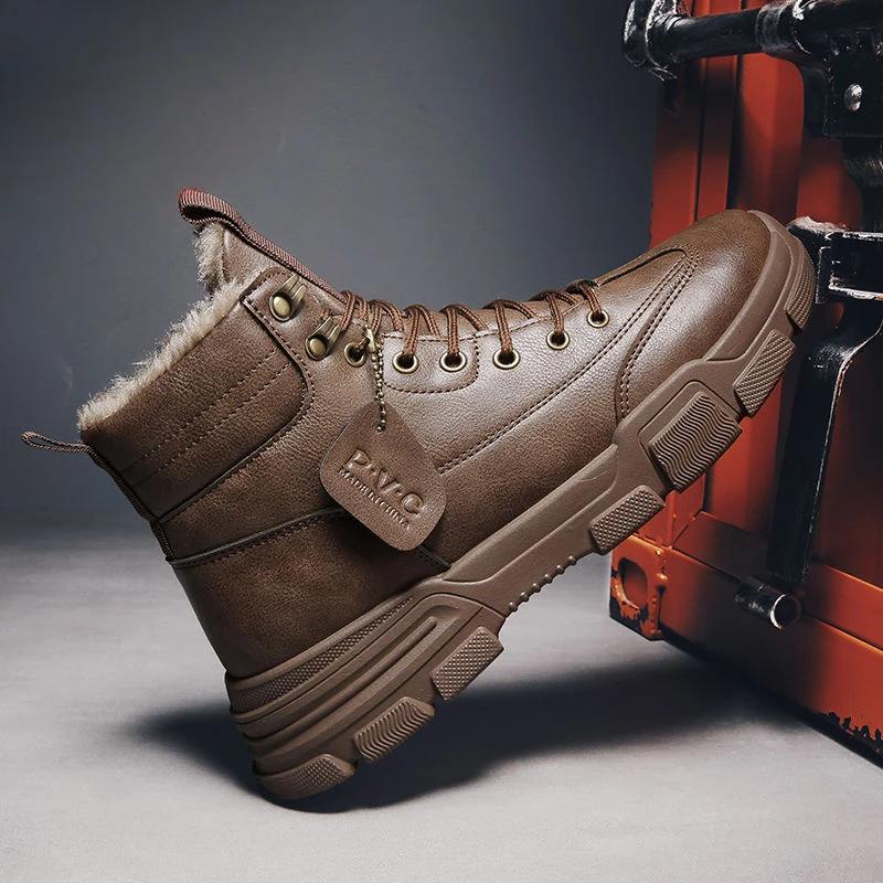 Lace Up Male Winter Shoes Ankle Men's Snow Boots Booties Platform Offer Fashion Luxury Anti Slip New In Brands High Quality Work