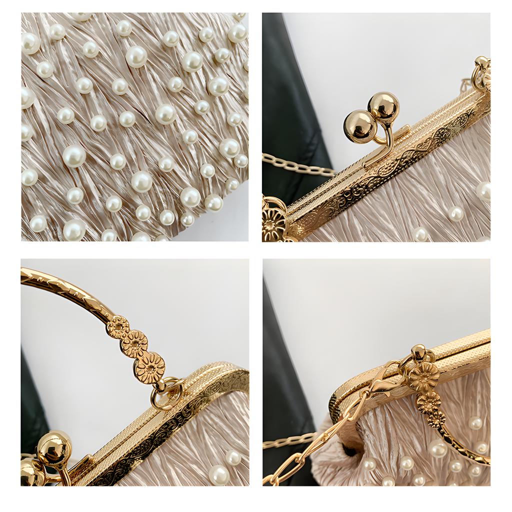 Pearl Clutch Purses for Women Evening Handbag Wedding Bridal Crossbody Bag for Women Prom Wedding Party Clutch
