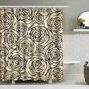 Rustic Vintage Bathroom Decorfloral Print Shower Curtain Set For Home Bath Remodeling Black Rose Cream Fabric Waterproof Shower