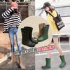 Rain Boots Square Buckle Rain Shoes Women's Medium Tube Women's Adult Fashion Shoes High Tube Kitchen Non-slip Shoes Work Rubber Shoes Women