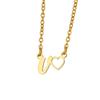Fashion Initial Pendant Necklace For Women Letter Name Hollow Out Heart Charm Stainless Steel Gold Color Chain Jewelry Gift