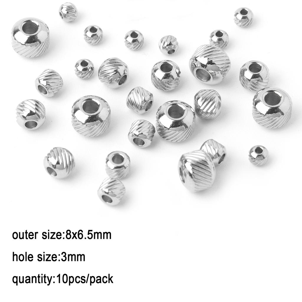 1pack Stainless Steel Loose Beads Screw Grid Oblique Straight Line Tube Shape Beads for Jewelry Making Diy Bracelet Accessories
