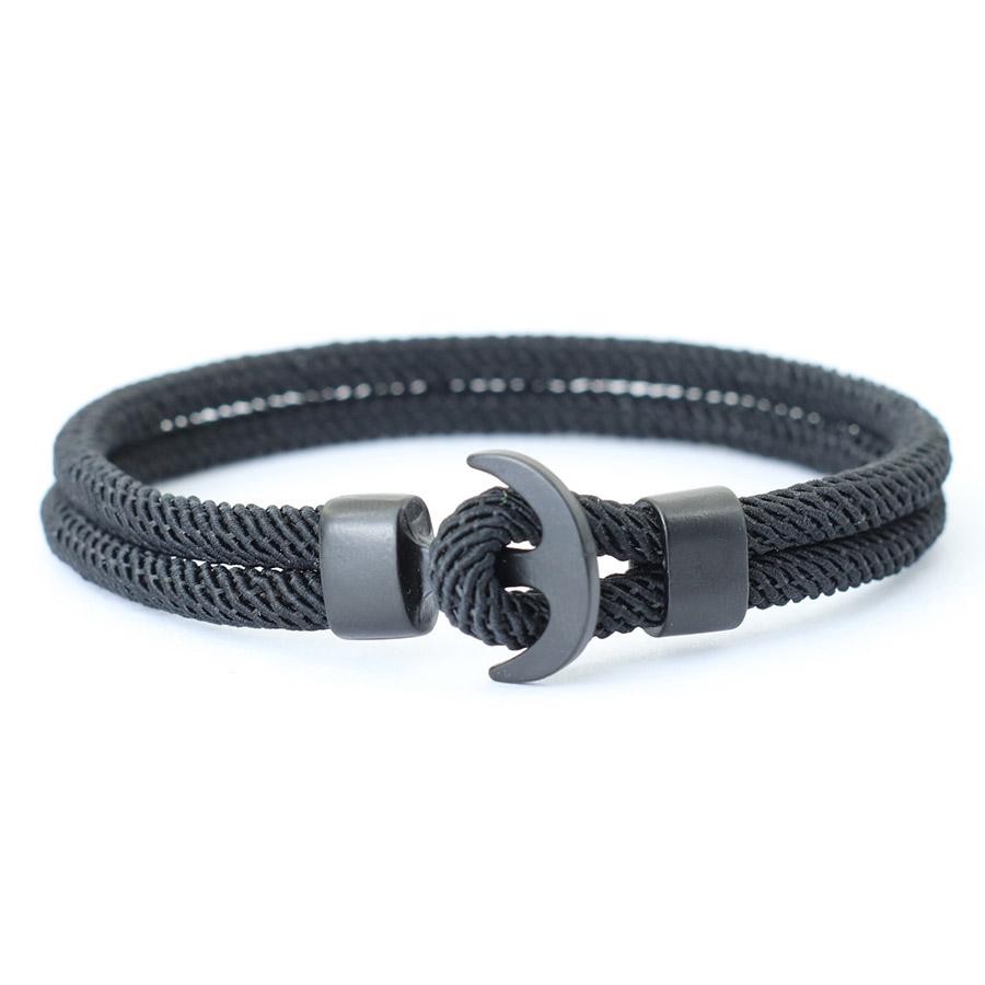 

Миланский ручной веревочный якорь ручной работы мужской браслет двухслойная веревка модный браслет пара черный браслет подарок 19.5cm/7.7inch чёрный