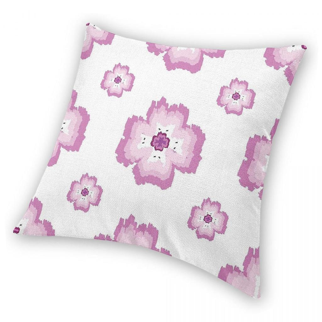 Pink Shamrock Floral Square Pillowcase Polyester Linen Velvet Printed Zip Throw Pillow Case Room Cushion Cover 45X45