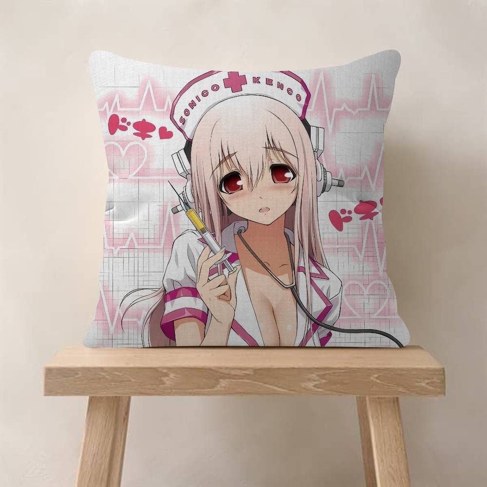 Beautiful Super SSonico Anime  4545cm Cushion Cover Pillow Cover Decor Pillowcase Home Pillowcase for Couch Pillow