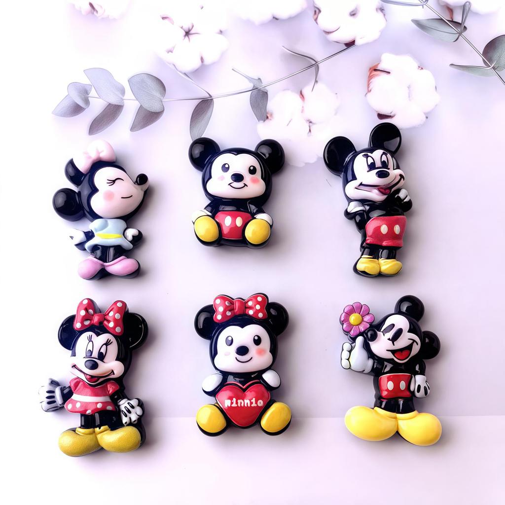 Mickey & Minnie Cartoon Resin DIY Accessories: Hair Clip, Side Clip, Cup Holder, Crocs Decor