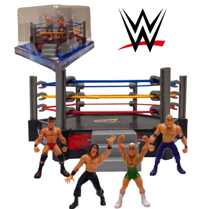 High-quality Plastic Wrestler Action Figure Set For Children's Play Includes 4 Wrestlers And A Four-sided Arena
