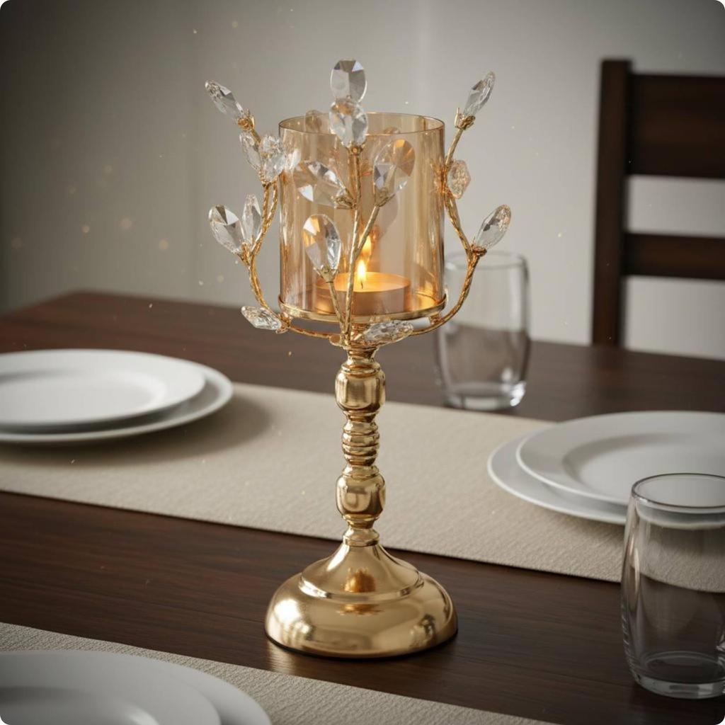 3 Pieces Crystal Candle Holder Elegant Design Decorative Romantic Lighting