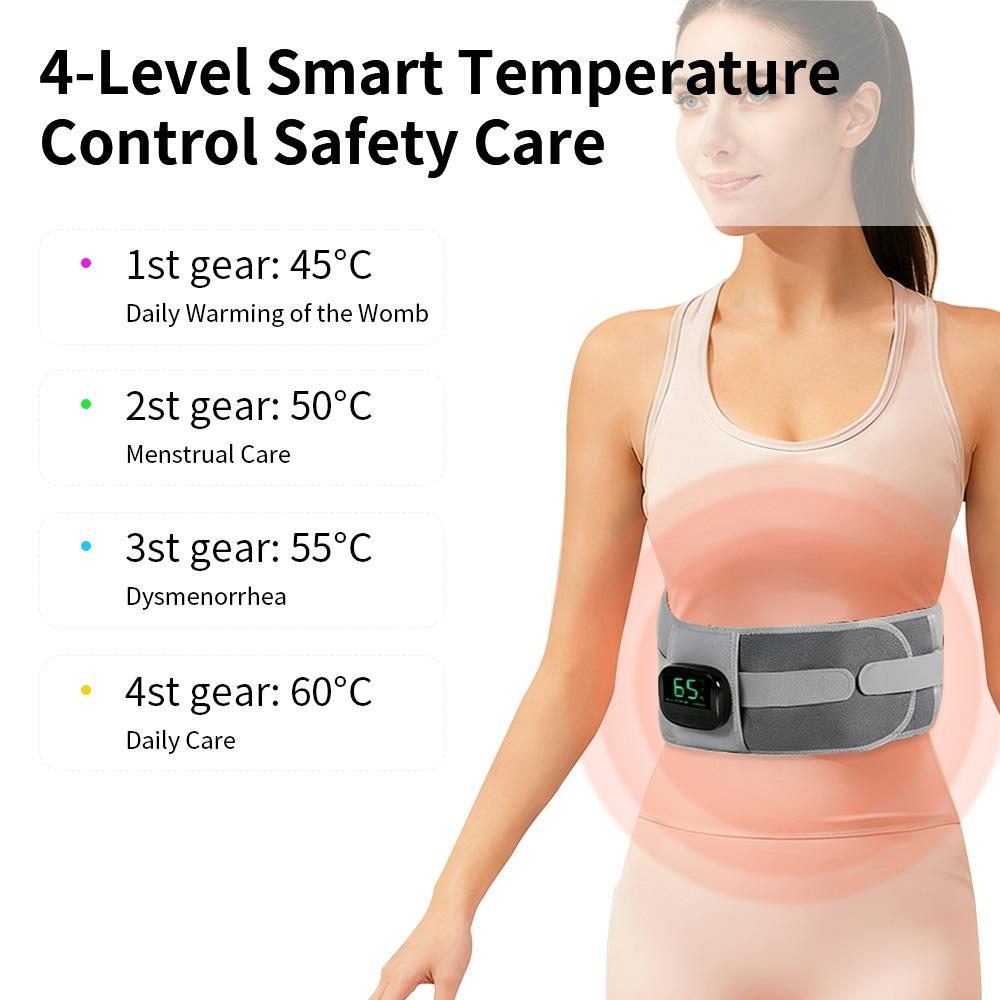 Smart Waist Massager with 4 Heat Levels & 3 Vibration Modes USB Rechargeable Heating Waist Belt Warm Uterus Back Pain Relief & Body Shaping