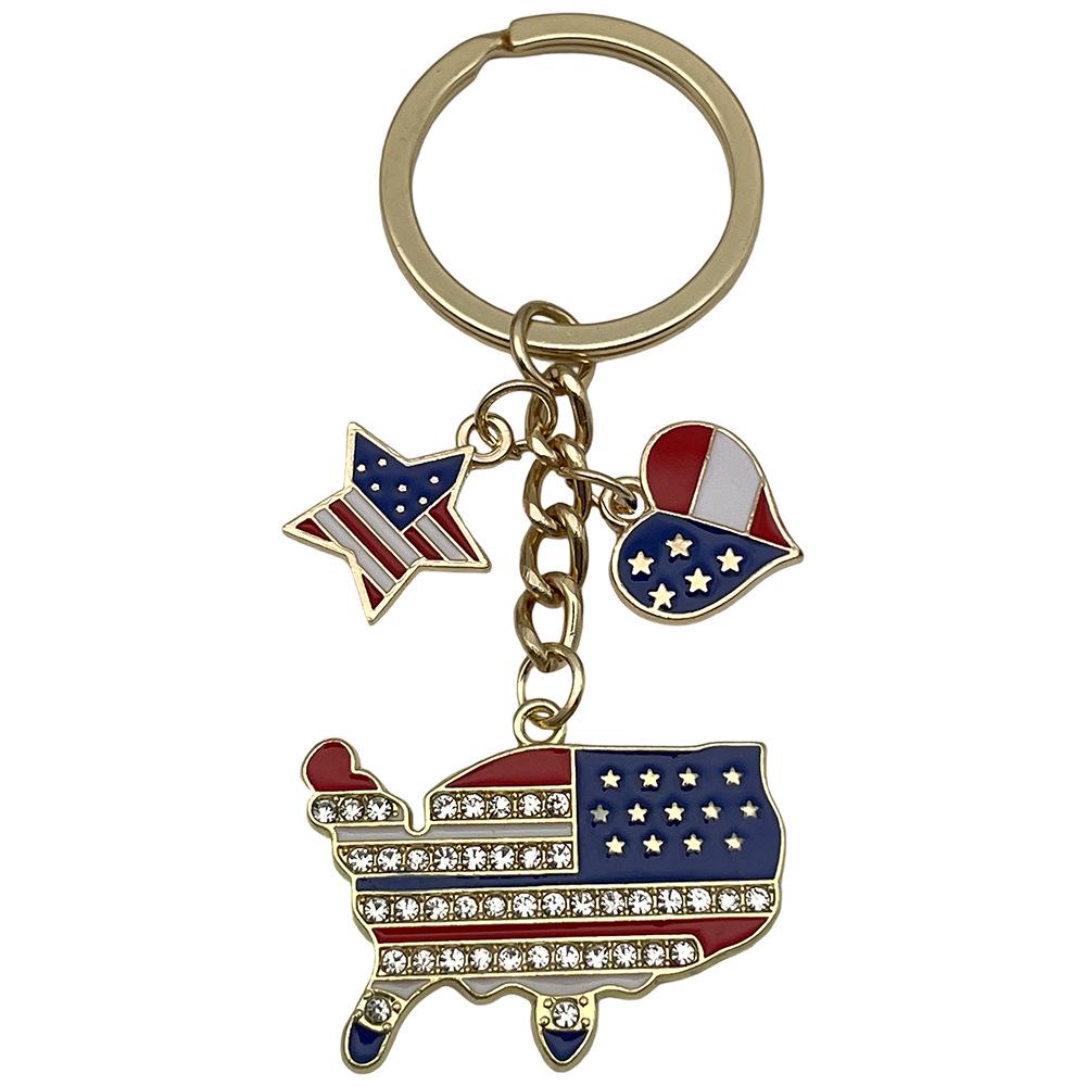 Independence Day Flag Heart & Star Earrings Keychain Pendant