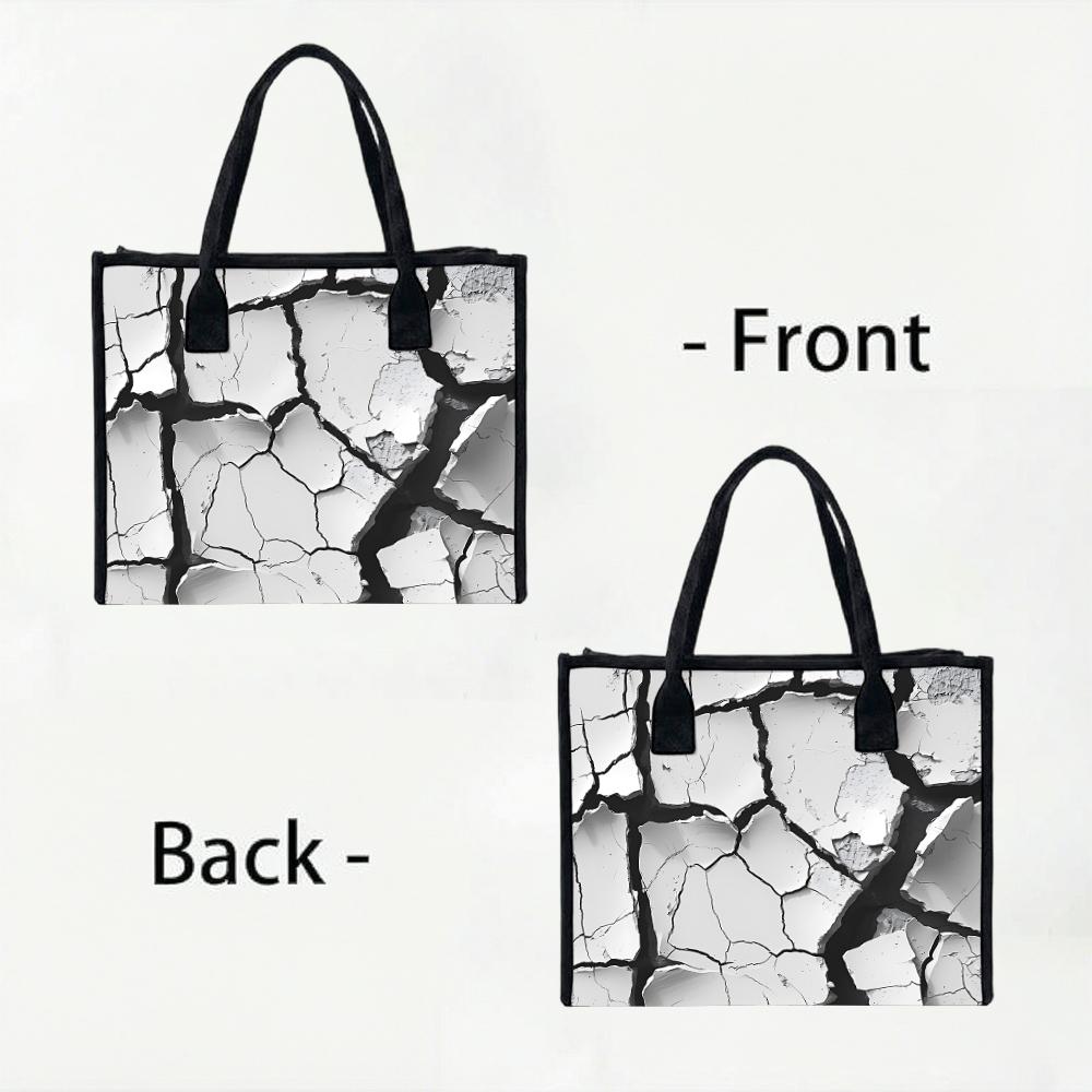 Cracked Pattern Tote Bag Casual Daily Large Capacity Handbag Fashion Shoulder Bag