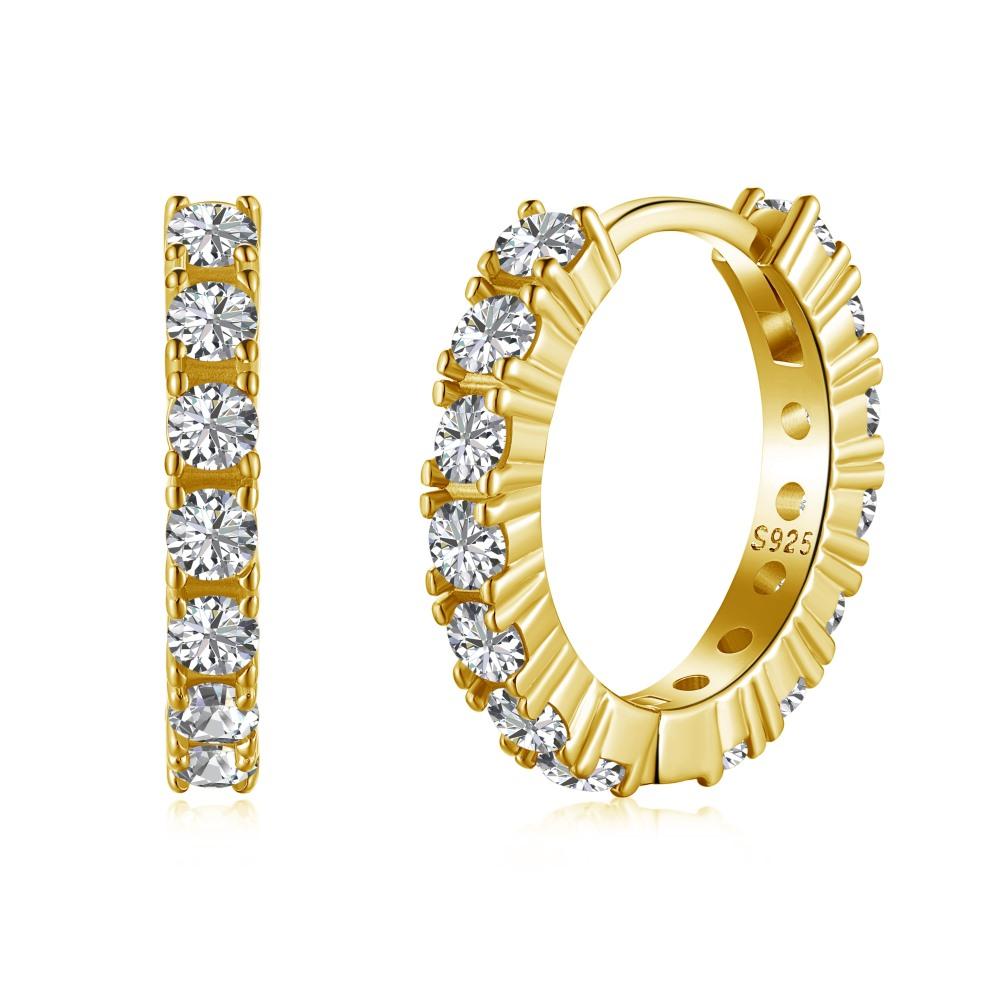 Dylam Trending Design Top Jewelry Accessories 925 Sterling Silver Eternity 5A Zirconia Hoop Clip-on Earrings for Daily Dress up