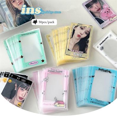 MINKYS Kawaii Ins Hot 50pcs Kpop Sleeves 3 Inch Toploader Card Bag Photocard Sleeves Idol Photo Cards Protective Storage Bag