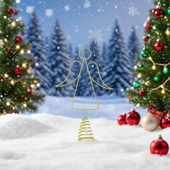 Angel Christmas Tree Topper LED Warm Light Energy-Saving Wrought Iron Angel