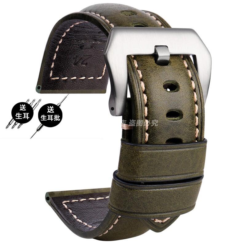 For Panerai PA441 PAM01661 Lumino Watch strap with thickened Italian cowhide Watchbands Vintage Watch Band male Bracelet 22 24MM