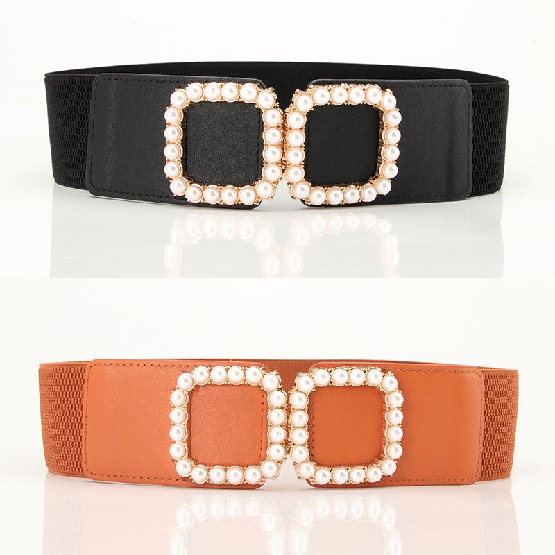 

Women s Fashion Elastic Waist-Cinching Leather Belt белый