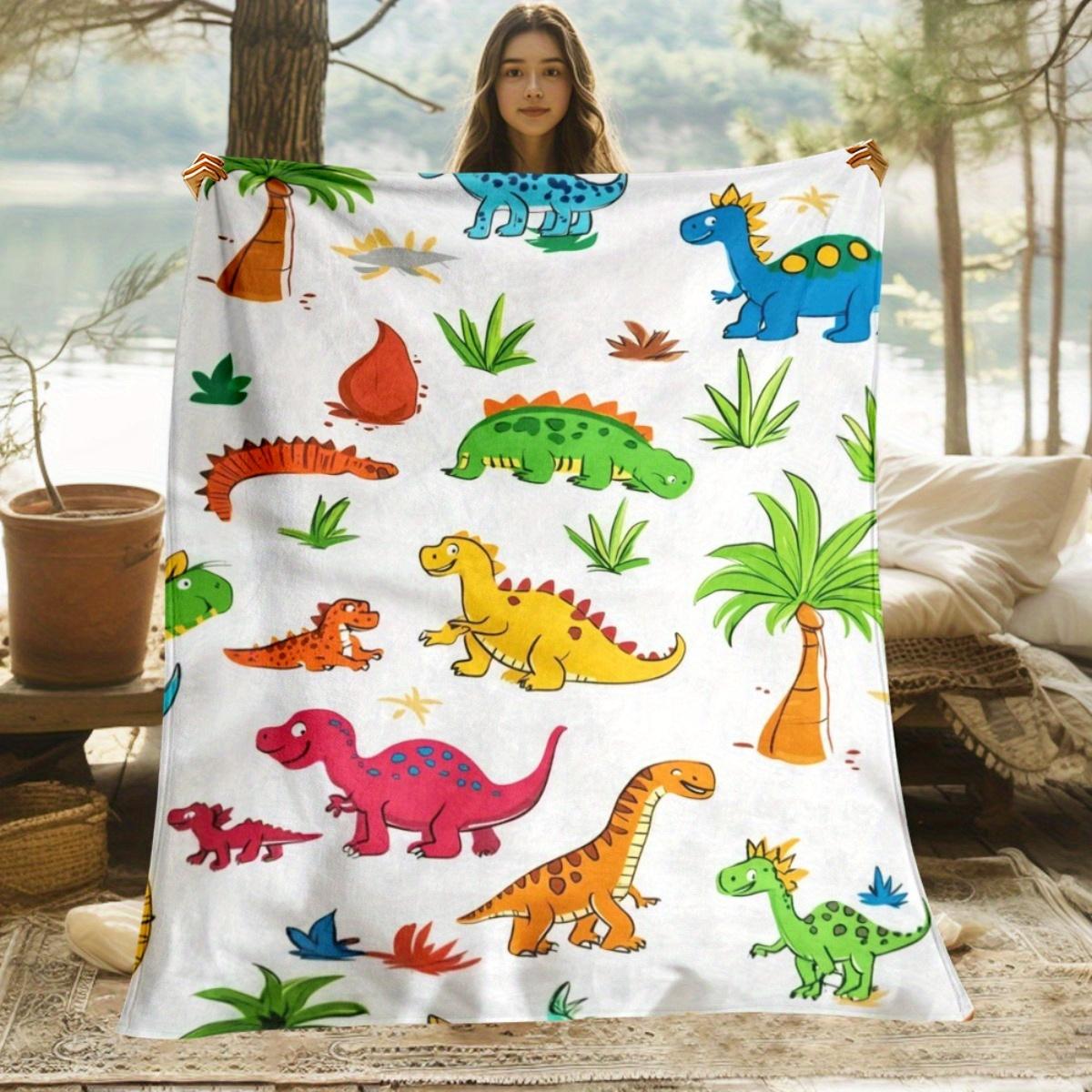 

Dinosaur Pattern Kids Flannel Blanket Cute Cartoon Dino Design Soft Cozy Throw For Children Bedroom Decor Educational Gift 75x100cm (30x40inch)