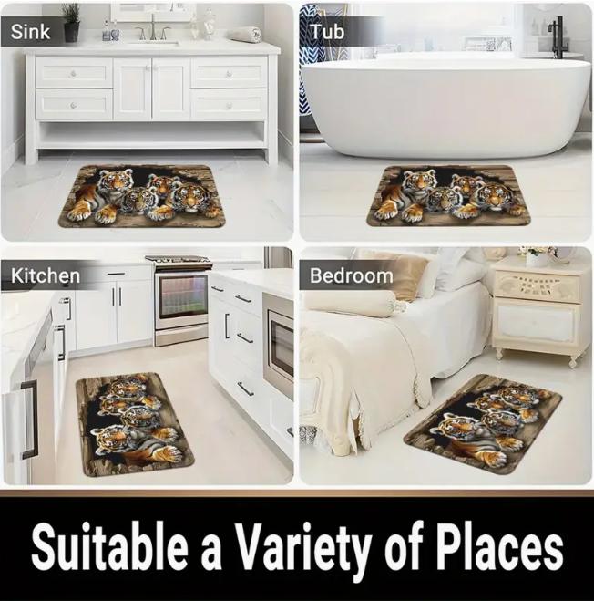 Christmas Door Mat Red Christmas Tree Bell Entrance Mat Soft Bathroom Mats Kitchen and Household Floor Mats, Holiday Decoration