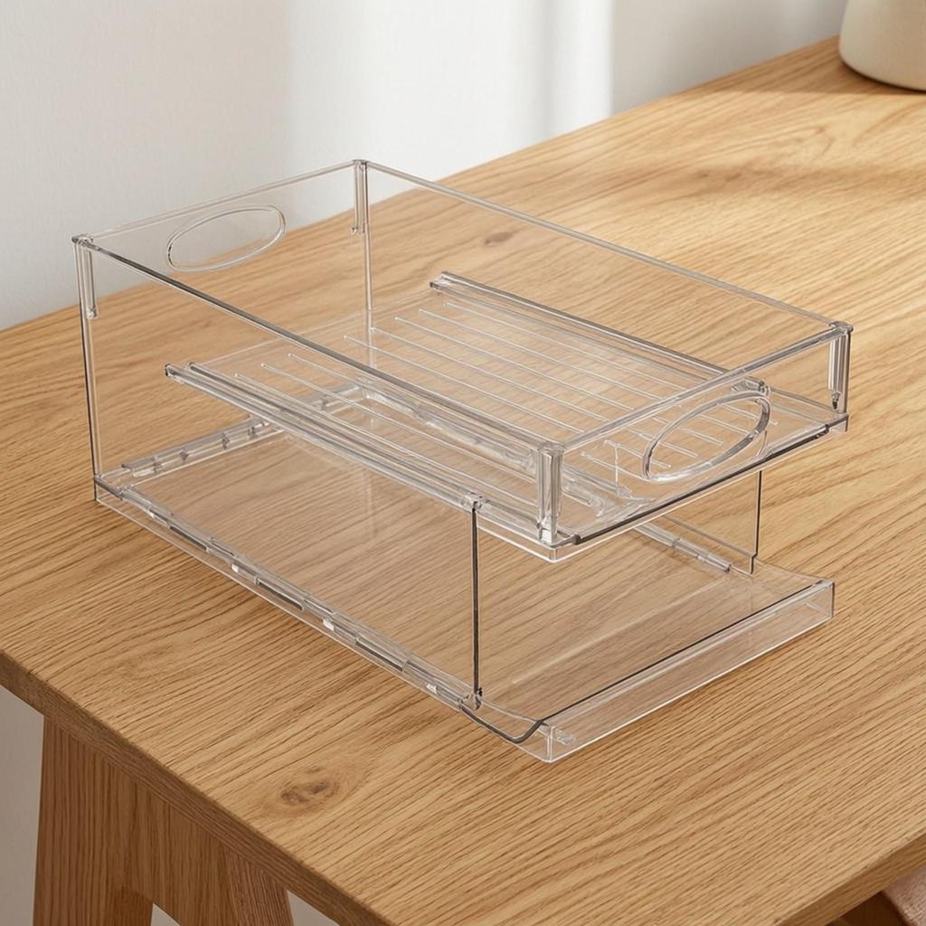 Two-Tier Beverage Storage Rack Transparent for Countertop