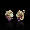Women's Grape-Shaped Earrings with Natural Opal Amethyst Garnet Gemstones 925 Sterling Silver Fine Jewelry