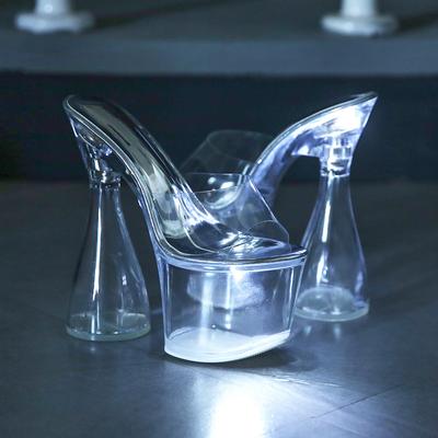 Dámské LED svítící sandály průhledný podpatek blokový podpatek 18CM pantofle s modelem auta svítící molo ocelová trubka LFD-10369-2