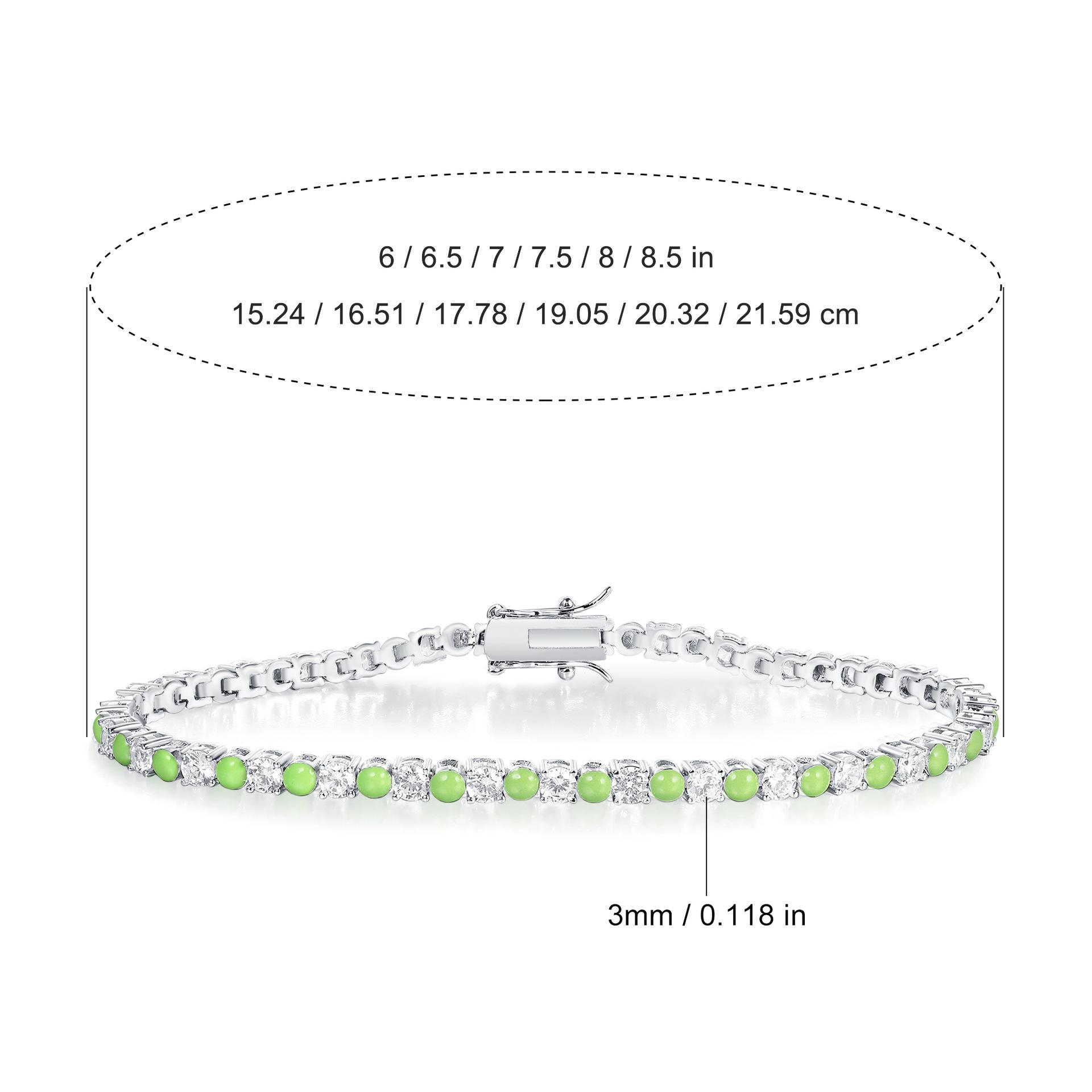 Новый теннисный браслет с инкрустацией цирконами и медью, зеленое ювелирное изделие, модный дизайн, тренд, популярный 7.5inch