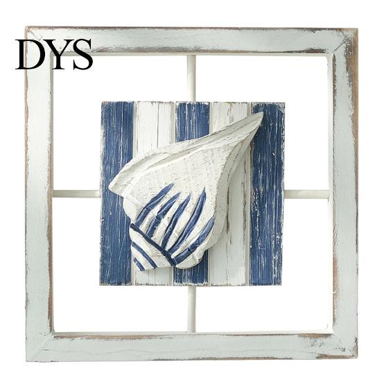 Mediterranean Style Home Decor 3D Beach Wooden Frame Wall Art, Coastal Starfish/Conch/Shell Decor, Ocean Hollow Relief Sculpture Inspired Mount
