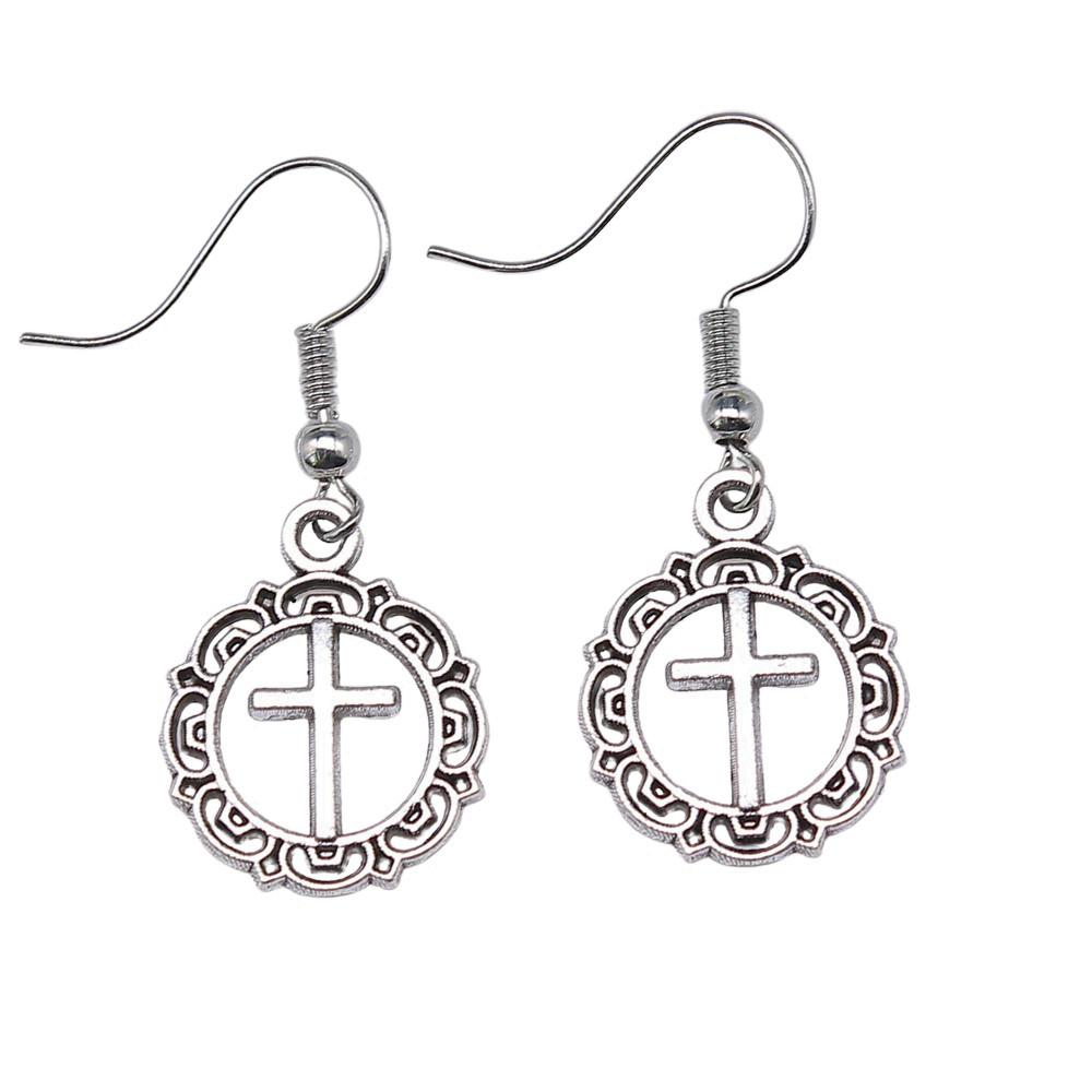 Cross Dangle Earrings Minimalist Gothic Christian Symbol Drop Earrings Girl Jewelry
