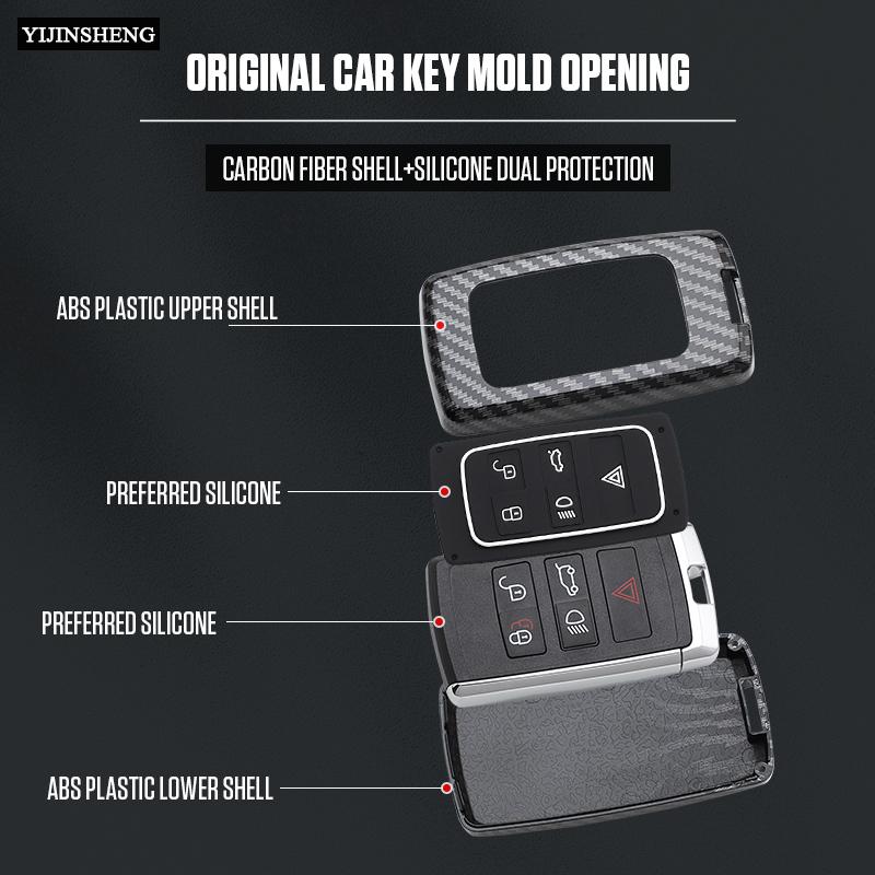 5 Buttons Carbon Style ABS Car Key Case Cover Fob for Land Rover Range Rover Evoque Discovery Sport Velar Jaguar XE E-PACE XF