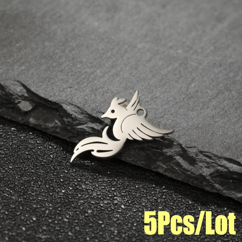 Stainless Steel Gold & Black Bird Pendant Necklace