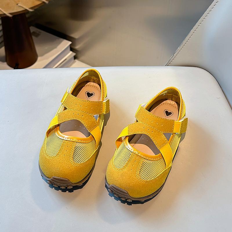 

Kids Casual Shoes Mesh Breathable Soild Color Girls Tennis Shoes Hook&loop 2025 New Children Sports Shoes Non-slip Soft Sole 23 жёлтый