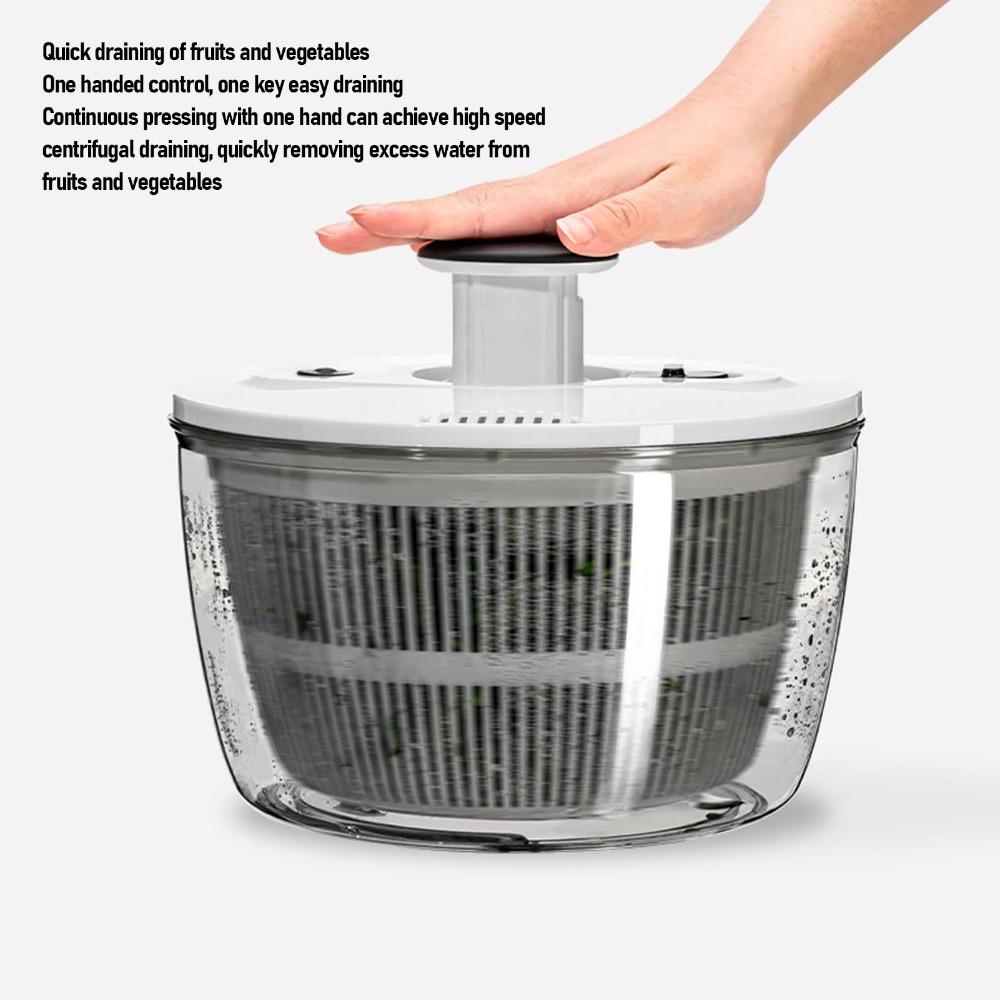 Large Capacity Salad Spinner Transparent Black Salad Washer  Vegetables and Fruits