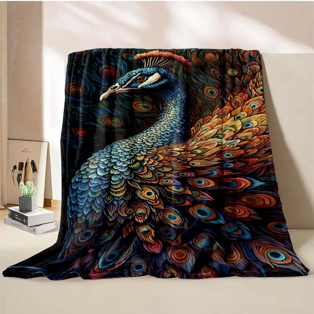 6 Sizes Peacock Art Print Blanket Warm Soft Comfortable Home Travel Blanket Sofa Office Bedding Throw Blanket Gift Large Size