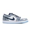 Jordan Air Jordan 1 Monster Lab, Canglang Moon Shadow Low top Vintage Basketball Shoes Unisex White Blue Silver 553558-404(Team445-)