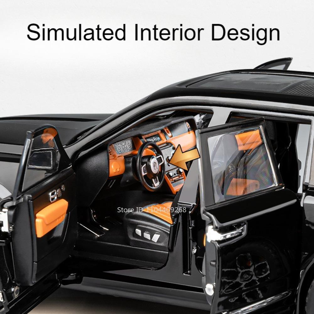 1:20 Rolls Royce Cullinan RV Car Model Toy Alloy Diecast Doors Opened Pull Back Shock Absorption Models Collection Gift for Boy
