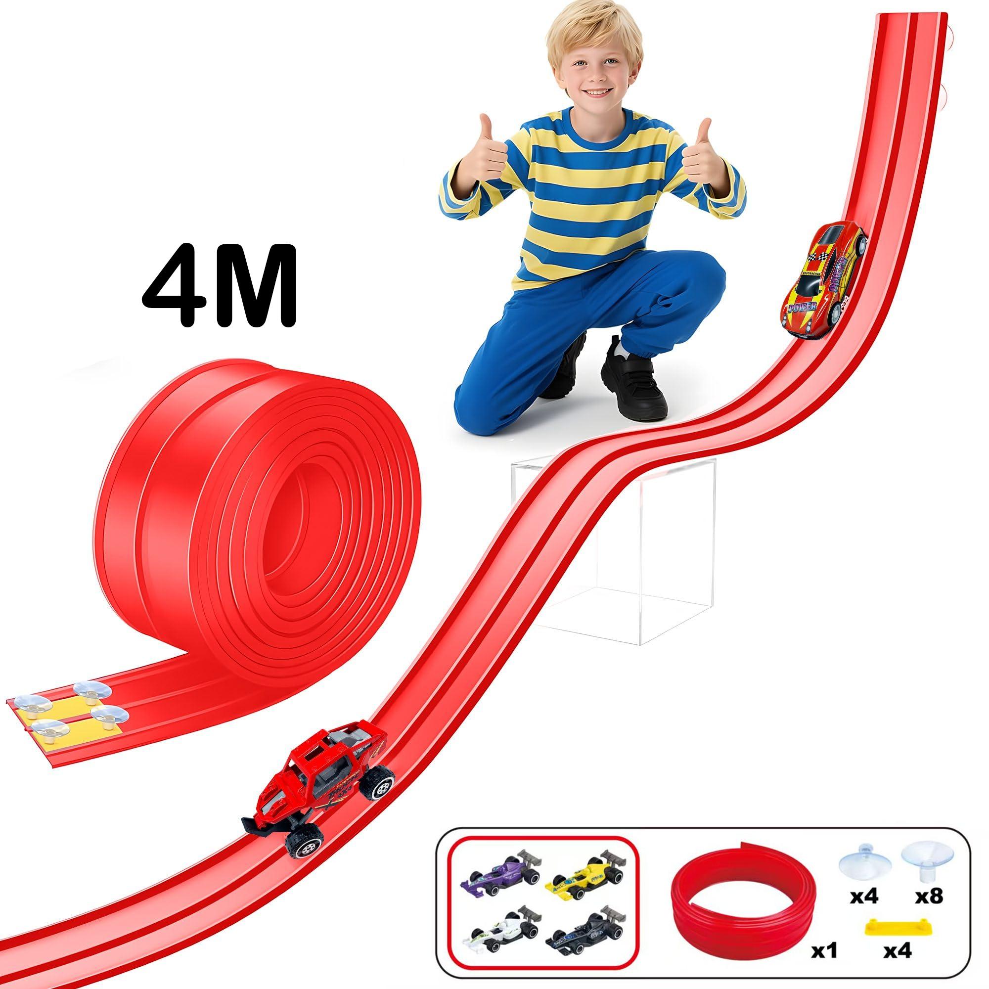 

Montessori Diy Track Toy: 4M Flexible Racing Rail With Electric Car, Stem Logic Training Construction Set, Educational Present