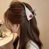 Polka Dot Hair Claw Clip With Strawberry Decor Non Slip Grip For Daily Party Womens Hair Accessory