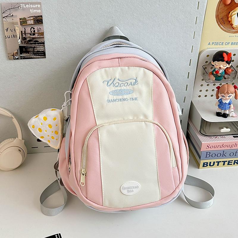 

College style contrasting colors niche design schoolbag new small fresh large capacity high value backpack