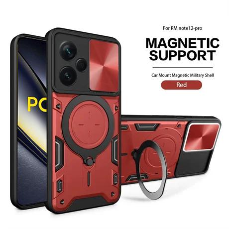 Slide Camera Magnetic Case For Poco F6 X6 X5 Pro 5G X4 GT X3 NFC Coque For Poco F5 M6 M4 Pro M5S Armor Ring Holder For Magsafe