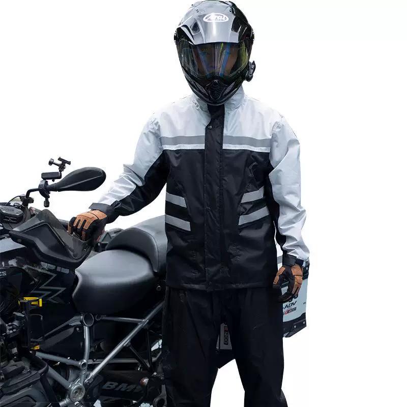 Rainproof Motorcycle Raincoat and Rain Pants Set, Two-Piece, Men'S, Fully Waterproof, Storm-Proof, Windproof, with Shoe Covers