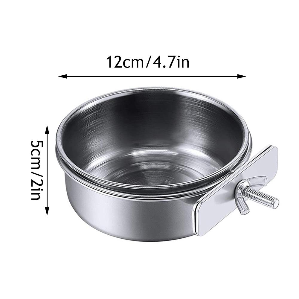 Stainless Steel Bird Bowls Parrot Feeding Bowl Cage Cup Hanging Bowl Clamp-on Water Drinker Pet Food Dish Parrot Rabbit Hamster