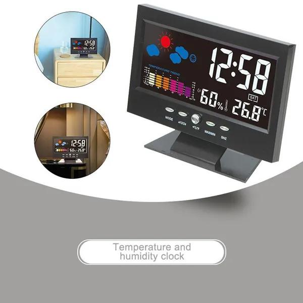 Sveglia con stazione meteorologica interna con retroilluminazione a LED Sveglia con stazione meteorologica con retroilluminazione LCD digitale multifunzione per interni con retroilluminazione