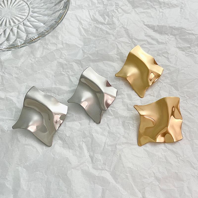 Trendy Metal Irregular Geometric Stud Earrings For Women Statement Vintage Exaggerated Gold Silver Color Jewelry Earrings Gift