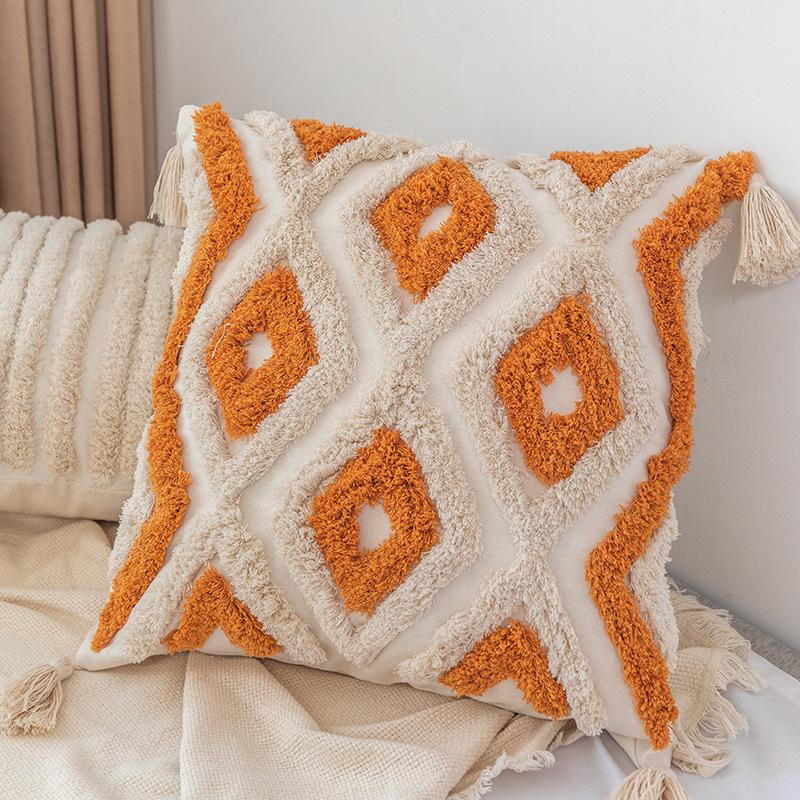 Jmg Clothing Unisex Light 45X45cm Bohemian Cushion Cover Nordic Style Tufted Embroidered Pillow Case Craft Fringe Living Room Sofa Luxury Pillowcase