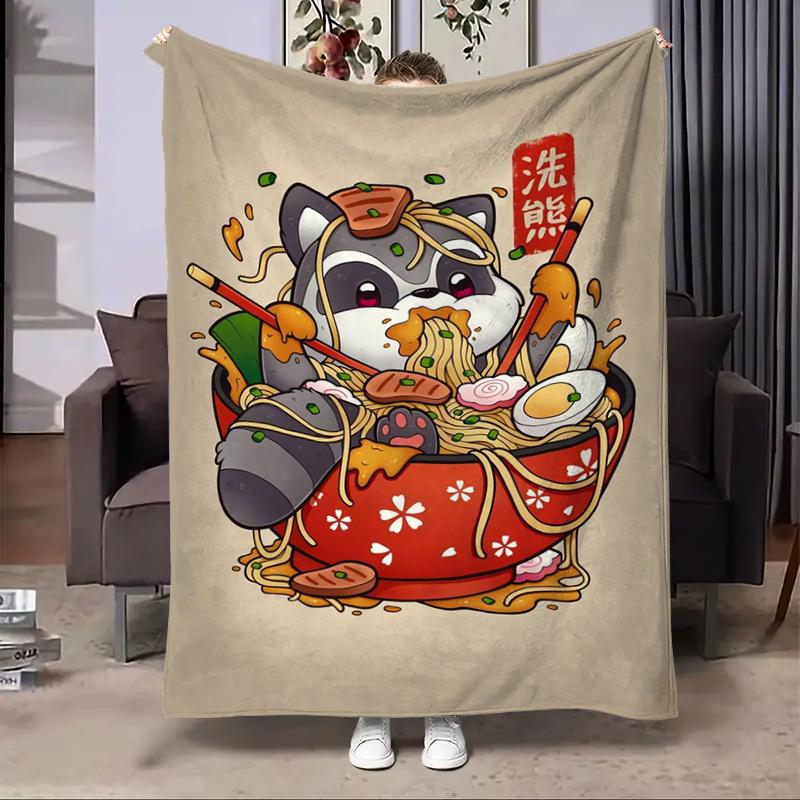 8 Sizes Anime Ramen Printed Blanket Warm Soft and Comfortable Home Travel Blanket Sofa Bedding Cover Blanket Kids Gamer Gift
