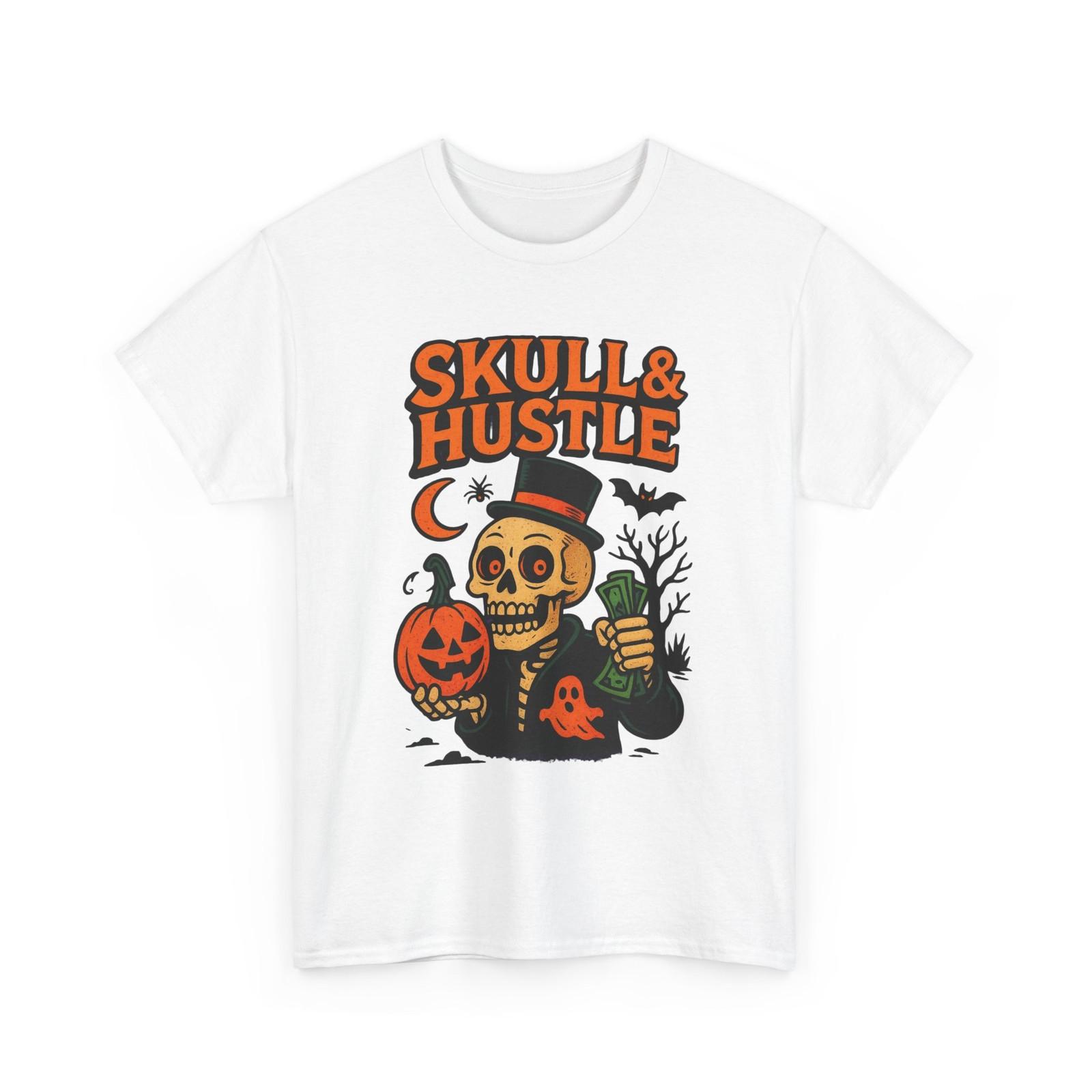 Halloween Skull & Hustle T-Shirt Spooky Funny Unisex Heavy Cotton Graphic Tee S разноцветный