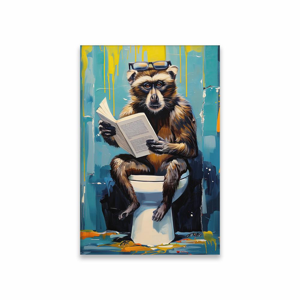 Graffiti Animal Giraffe Bathroom Poster Monkey On the Toilet Print Graffiti Pop Art Abstract Bathroom Canvas Painting Funny Art